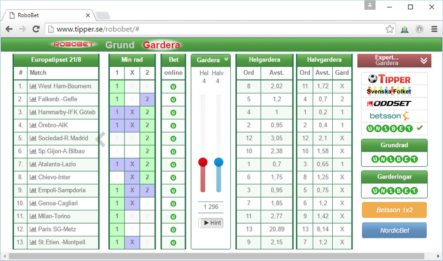 Spelförslag Unibet